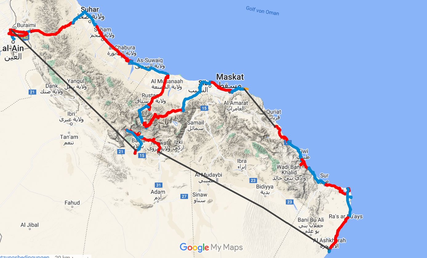 image from Reiseroute Oman 2022